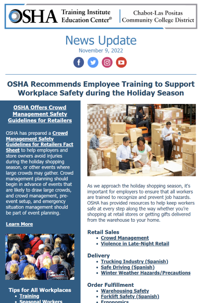 News And Updates Osha Authorized Safety Training For The Workplace In California Nevada 7565