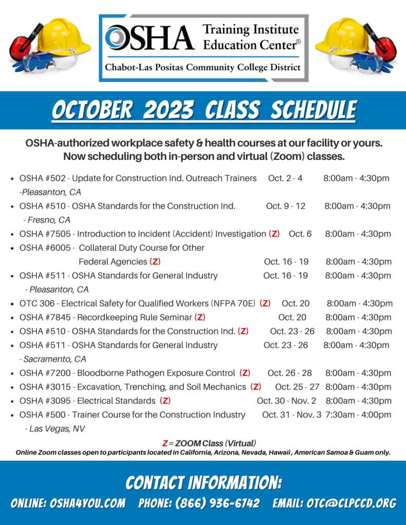OSHA October 2023 Classes