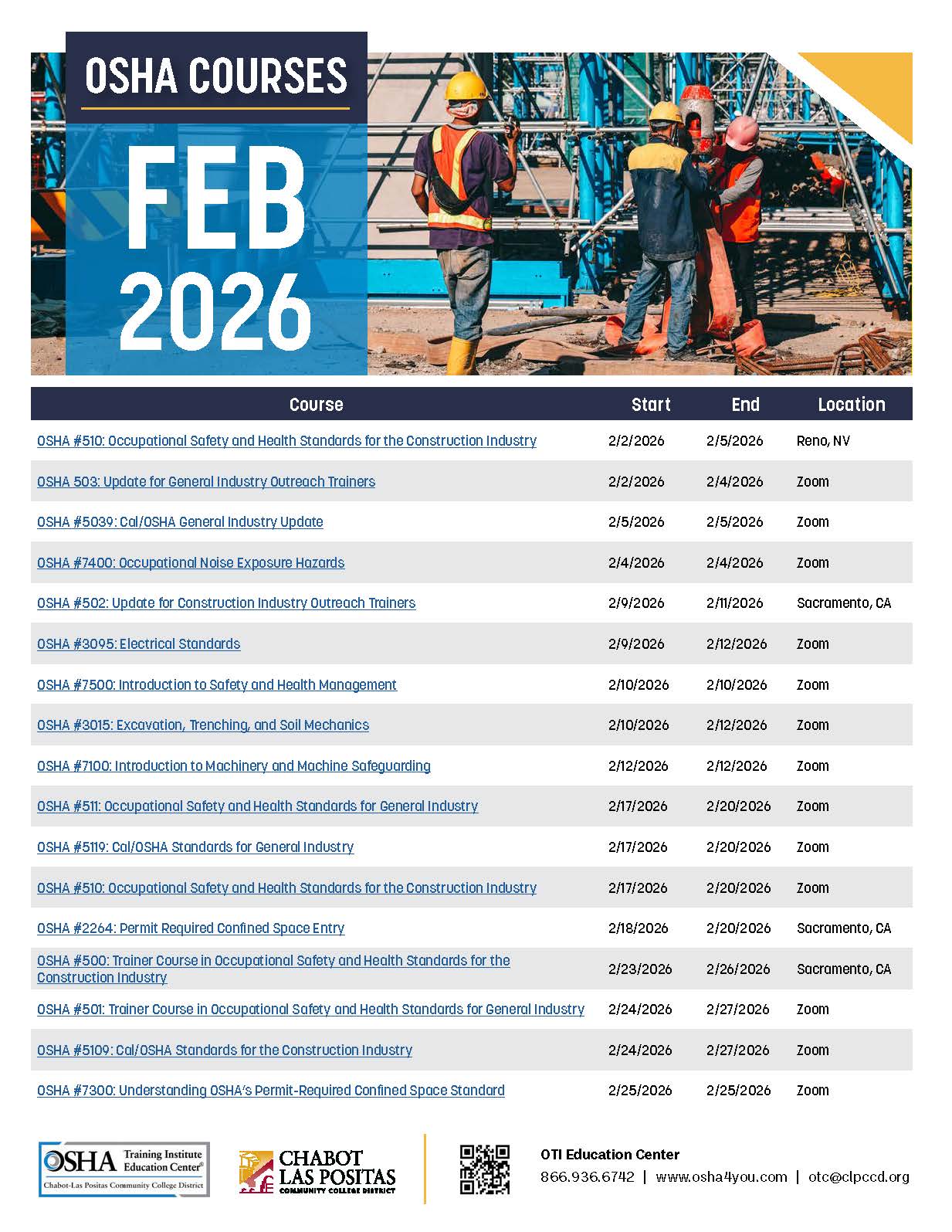 Feb 2026 OSHA Classes